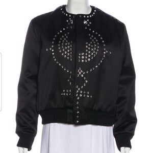 Givenchy Rockstud Satin Bomber Jacket - size US 10, FR42